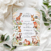 ベビーがウッドランドの赤ちゃんシャワーで醸造している 招待状