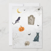 ベビーがオレンジ色のハロウィーンの赤ちゃんシャワーを醸造している 招待状 (裏面)