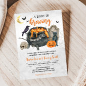 ベビーがオレンジ色のハロウィーンの赤ちゃんシャワーを醸造している 招待状