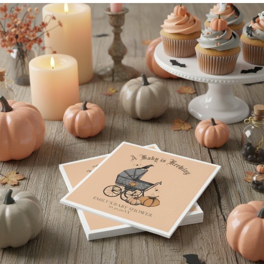 ベビーがオレンジ色の赤ちゃんシャワーを浴びる スタンダードカクテルナプキン