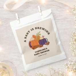 ベビーがカボチャのコーヒーを醸造している秋ベビーシャワー フェイバーバッグ