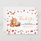 ベビーがカボチャのスパイスコーヒーベビーシャワーを醸造している サンキューカード (正面)