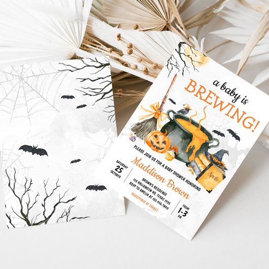 ベビーがカボチャのハロウィーンベビーシャワーを醸造している 招待状