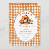 ベビーがカボチャの醸造ベビーシャワー秋秋 招待状 (正面/裏面)