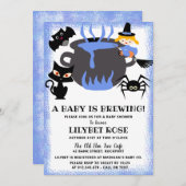 ベビーがカルドロンハロウィーンベイビーシャワーを醸造している 招待状 (正面/裏面)