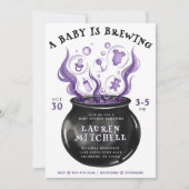 ベビーがカルドロンハロウィーンベイビーシャワーを醸造している 招待状 (正面)