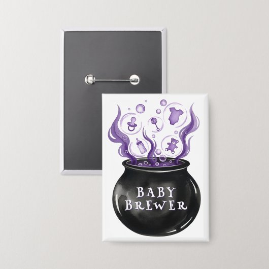 ベビーがカルドロンハロウィーンベイビーシャワーを醸造している 缶バッジ (正面/裏面)
