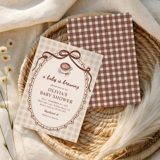 ベビーがギンガムコーヒーベビーシャワーを醸造している 招待状