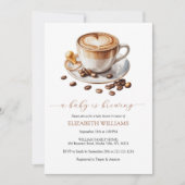 ベビーがコーヒーとミルクの赤ちゃんシャワーを醸造している 招待状 (正面)