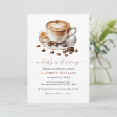 ベビーがコーヒーとミルクの赤ちゃんシャワーを醸造している 招待状 (スタンド正面)