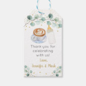 ベビーがコーヒーの緑のベビーシャワーを醸造している ギフトタグ (正面)