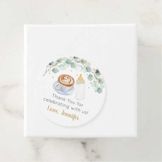 ベビーがコーヒーの緑のベビーシャワーを醸造している フェイバータグ (インサイチュ)