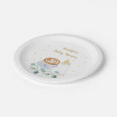 ベビーがコーヒーの緑のベビーシャワーを醸造している ペーパープレート (アングル)