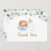 ベビーがコーヒーの緑を醸造してくれてありがとう サンキューカード (正面/裏面)