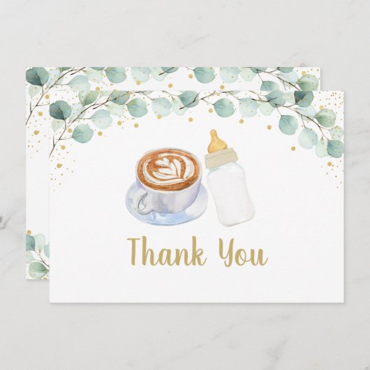 ベビーがコーヒーの緑を醸造してくれてありがとう サンキューカード (正面/裏面)