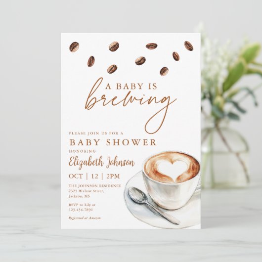 ベビーがコーヒーの赤ちゃんシャワーを一斉に醸造している 招待状 (スタンド正面)