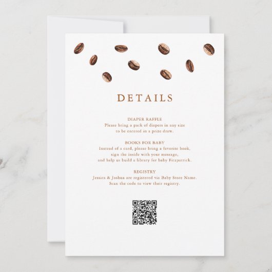 ベビーがコーヒーの赤ちゃんシャワーを一斉に醸造している 招待状 (裏面)