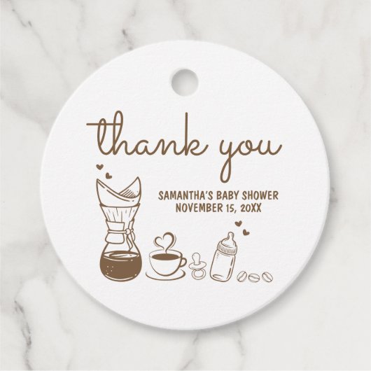 ベビーがコーヒーの赤ちゃんシャワーを周りに醸造している フェイバータグ (正面)