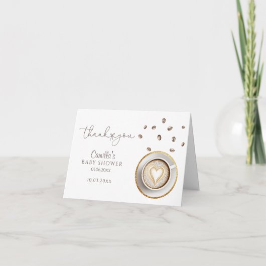 ベビーがコーヒーの赤ちゃんシャワーを醸造している サンキューカード (正面)
