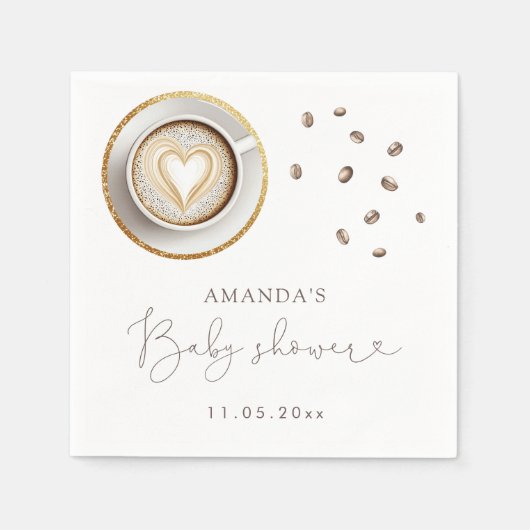 ベビーがコーヒーの赤ちゃんシャワーを醸造している スタンダードカクテルナプキン (正面)