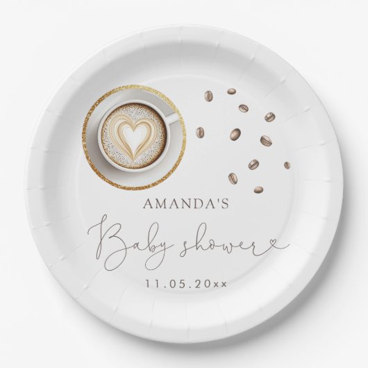 ベビーがコーヒーの赤ちゃんシャワーを醸造している ペーパープレート (正面)