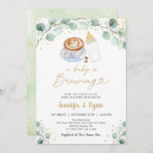 ベビーがコーヒーの赤ちゃんシャワーを醸造している 招待状 (正面/裏面)