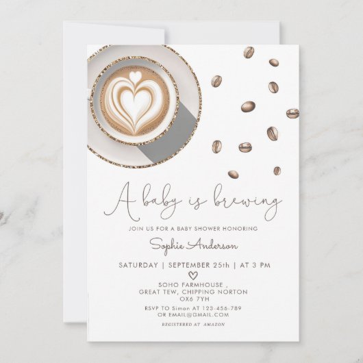 ベビーがコーヒーの赤ちゃんシャワーを醸造している 招待状 (正面)