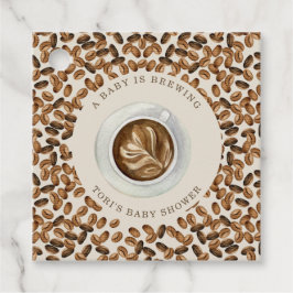ベビーがコーヒーの赤ちゃんシャワーメッセージカードを醸造している フェイバータグ