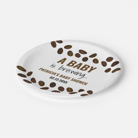 ベビーがコーヒーをテーマにしたベビーシャワーを醸し出している ペーパープレート (アングル)