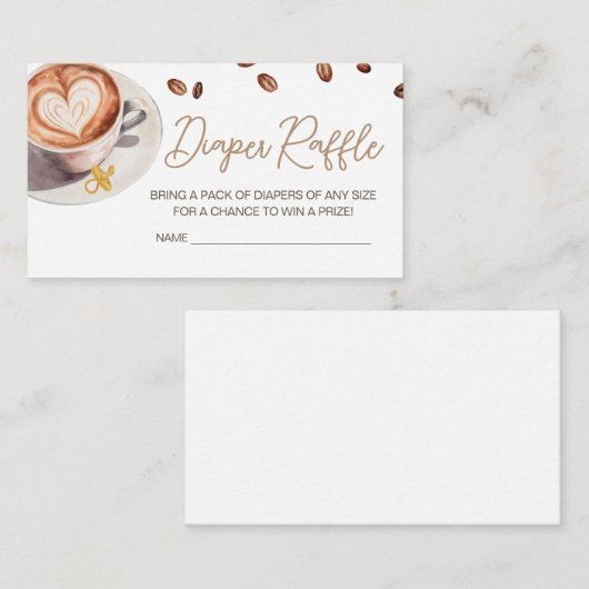 ベビーがコーヒーを醸造している赤ちゃんシャワーおむつラッフル エンクロージャーカード (正面/裏面)
