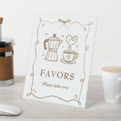 ベビーがコーヒーを醸造している赤ちゃんシャワー好意サイン 台座サイン (インサイチュ)