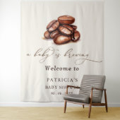 ベビーがコーヒーを醸造している赤ちゃんシャワー歓迎サイン タペストリー (インサイチュ)