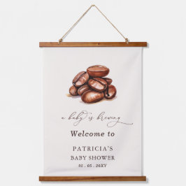 ベビーがコーヒーを醸造している赤ちゃんシャワー歓迎サイン 吊り下げ型タペストリー