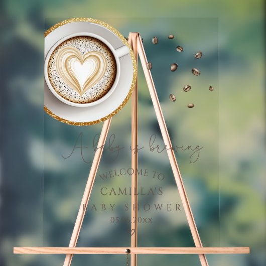 ベビーがコーヒーを醸造している赤ちゃんシャワー歓迎 アクリルサイン (ニュートラル)