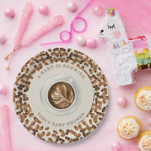 ベビーがコーヒーを醸造している赤ちゃんシャワー紙プレート ペーパープレート (パーティー)