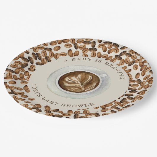 ベビーがコーヒーを醸造している赤ちゃんシャワー紙プレート ペーパープレート (アングル)