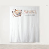 ベビーがコーヒーを醸造する赤ちゃんシャワー背景 タペストリー (正面)