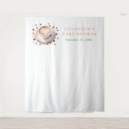 ベビーがコーヒーを醸造する赤ちゃんシャワー背景 タペストリー (正面)