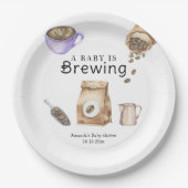ベビーがコーヒーカップの赤ちゃんシャワーを醸造している ペーパープレート (正面)