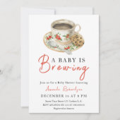 ベビーがコーヒーカップの赤ちゃんシャワーを醸造している 招待状 (正面)