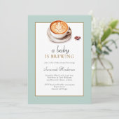 ベビーがコーヒーカップの赤ちゃんシャワーを醸造している 招待状 (スタンド正面)