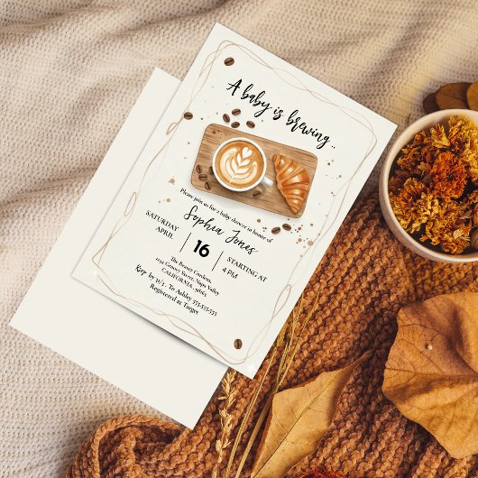 ベビーがコーヒーテーマのベビーシャワーを醸造している 招待状