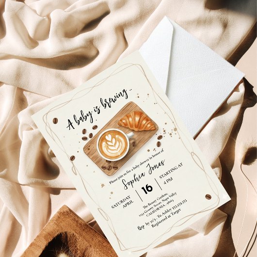 ベビーがコーヒーテーマのベビーシャワーを醸造している 招待状