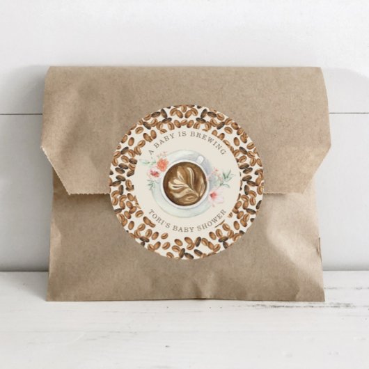ベビーがコーヒーフローラのベビーシャワーを醸造している ラウンドシール