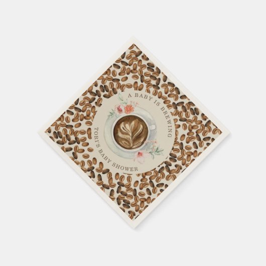 ベビーがコーヒーフローラを醸造している赤ちゃんシャワーナプキン スタンダードカクテルナプキン (角)