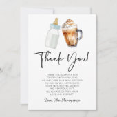 ベビーがコーヒーボトルの赤ちゃんシャワーを醸造している サンキューカード (正面)