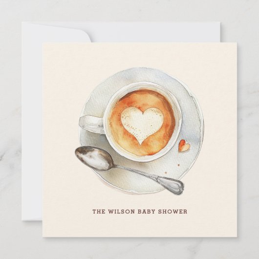 ベビーがコーヒーモダンの赤ちゃんシャワーを醸造 招待状 (裏面)