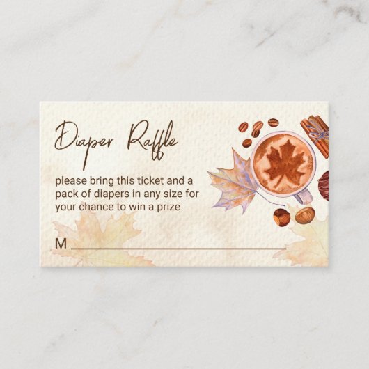 ベビーがコーヒー秋おむつラッフルを醸造している エンクロージャーカード (正面)