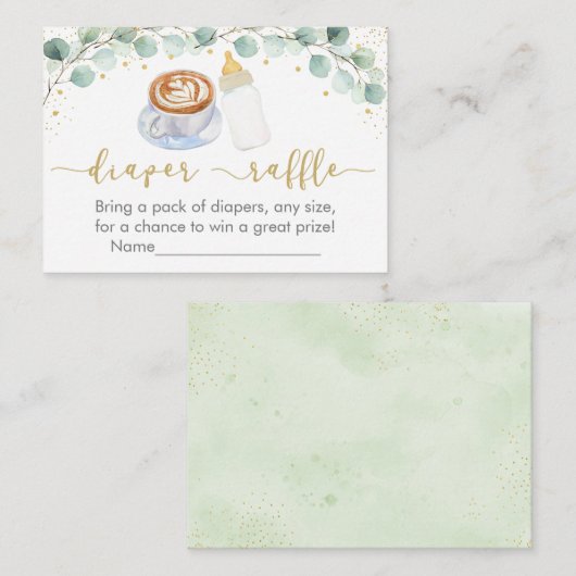 ベビーがコーヒー緑おむつラッフルを醸造している エンクロージャーカード (正面/裏面)