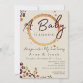 ベビーがコーヒー豆の赤ちゃんシャワーを醸造している 招待状 (正面)